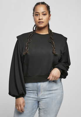 Ladies Padded Shoulder Modal Terry Crewneck  black 3XL