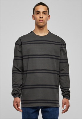 Oversized Striped Longsleeve blackbird/black 3XL