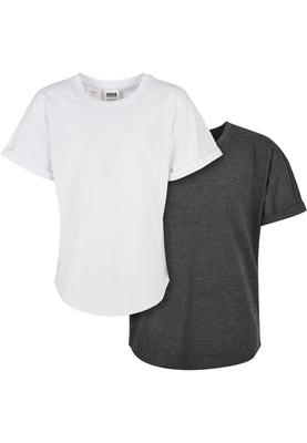 Boys Long Shaped Turnup Tee 2-Pack charcoal+white 110/116