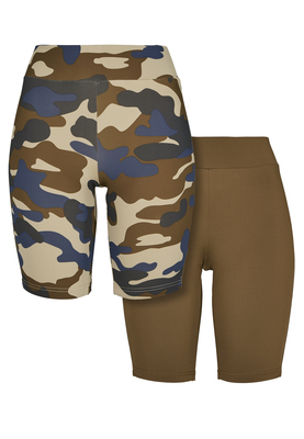 Ladies High Waist Camo Tech Cycle Shorts Double Pack summerolive camo/summerolive M
