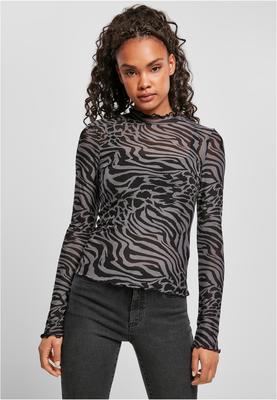 Ladies AOP Mesh Turtleneck Longsleeve white/black 3XL