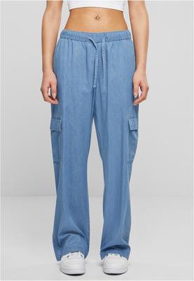 Ladies Light Denim Cargo Pants skyblue washed 3XL