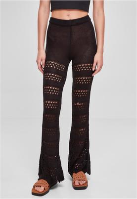 Ladies Flared Crochet Knit Leggings black 3XL