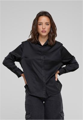 Ladies Satin Shirt black L