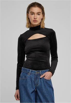 Ladies Velvet Cut-Out Turtleneck Body black 3XL