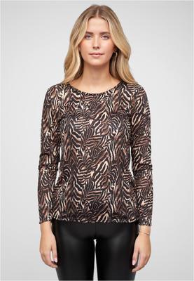 Langarm Shirt Longsleeve mit Animal Print black/beige L