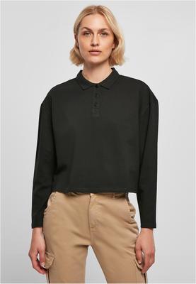 Ladies Short Oversized Polo Longsleeve black 3XL