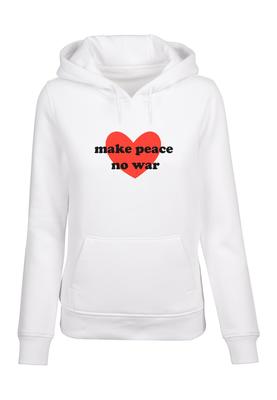 Ladies Peace - Red Heart White  Hoody white L