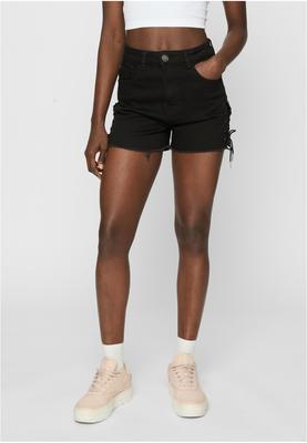 Ladies Highwaist Denim Lace Up Shorts black washed 26