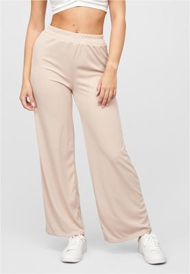 Sommer Hose mit weitem Beinschnitt und Ribbed Material beige L