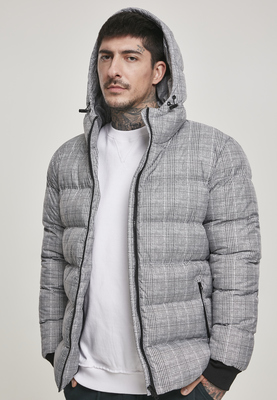 Hooded Check Puffer Jacket red/black L