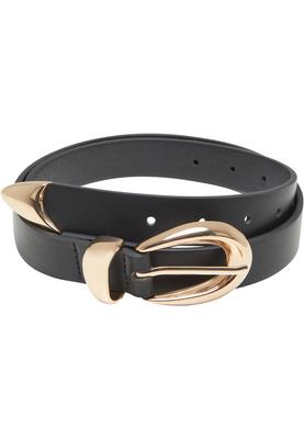 Chunky Buckle Loop Synthetic Leather Belt black/gold L/XL