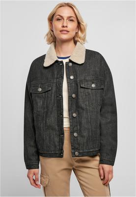 Ladies Oversized Sherpa Denim Jacket clearblue washed M