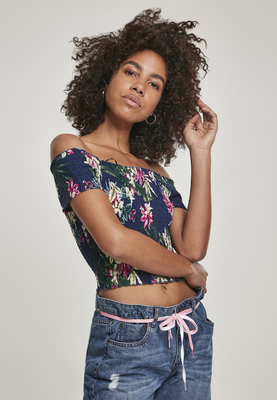 Ladies AOP Smoke Tee blue flower L