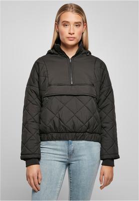 Ladies Oversized Diamond Quilted Pull Over Jacket black 3XL