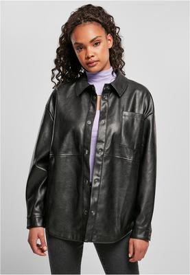 Ladies Faux Leather Overshirt black 3XL