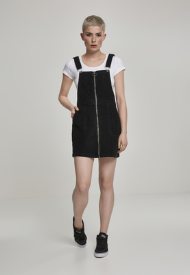 Ladies Corduroy Dungaree Dress black L