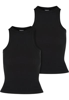 Ladies Racer Back Rib Top 2-Pack black+white 3XL