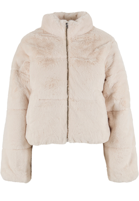 Ladies Short Faux Fur Puffer Jacket whitesand L