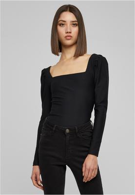 Ladies Rib Puffer Sleeve Body LS black L