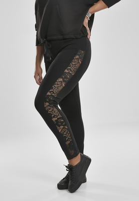 Ladies Lace Striped Leggings black 3XL