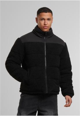 Fabric Mix Teddy Puffer Jacket black 3XL