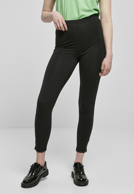 Ladies Lace Hem Leggings black 3XL
