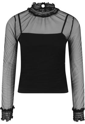 Ladies Double Layer Mesh L/S black L
