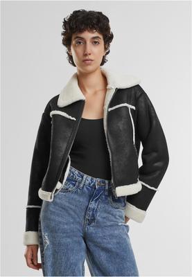 Ladies Shearling Jacket black/whitesand 3XL
