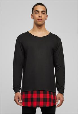 Long Flanell Bottom Open Edge Crewneck blk/blk/red L