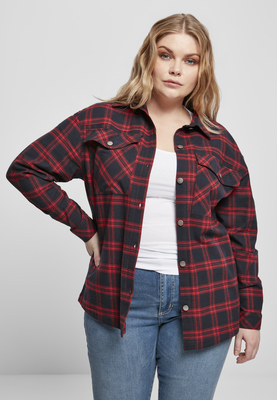 Ladies Oversized Overshirt midnightnavy/red 3XL