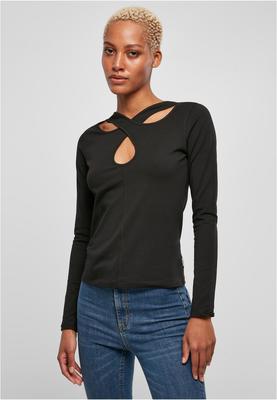 Ladies Crossed Cut Out Longsleeve black 5XL
