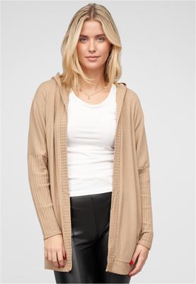 Cardigan mit offenem Schnitt und Kapuze beige L