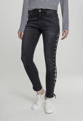 Ladies Denim Lace Up Skinny Pants grey 26