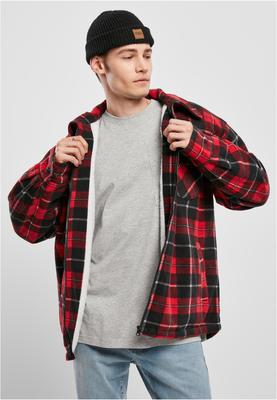 Plaid Teddy Lined Shirt Jacket red/black 3XL