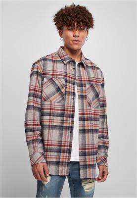 Heavy Curved Oversized Checked Shirt grey/red 3XL