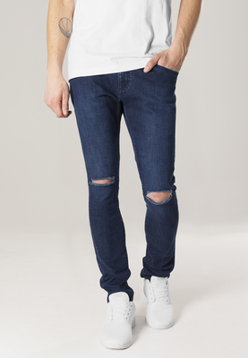 Slim Fit Knee Cut Denim Pants black 28