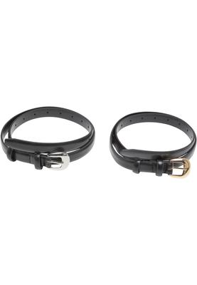 Chunky Buckle Slim Belt 2-Pack black/silver+black/gold L/XL