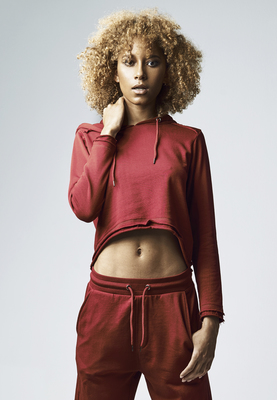 Ladies Cropped Terry Hoody black L