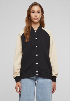 Ladies Light Terry Raglan College Jacket black/whitesand 3XL