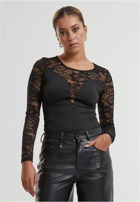 Ladies Round Neck Lace Body black 3XL