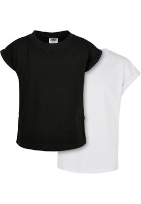 Girls Organic Extended Shoulder Tee 2-Pack black/white 110/116