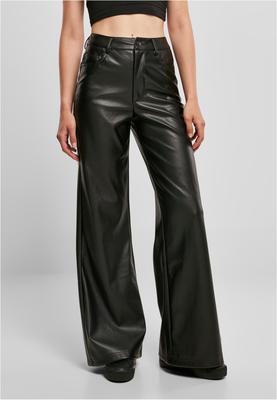 Ladies Faux Leather Wide Leg Pants black 26