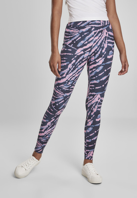 Ladies High Waist Tie Dye Leggings darkshadow/pink XXL