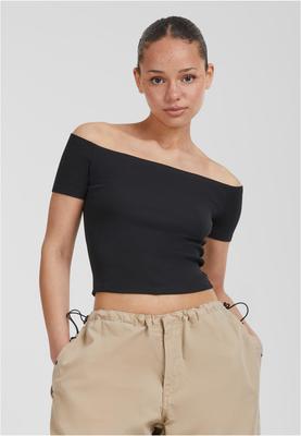 Ladies Organic Off Shoulder Rib Tee 2-Pack black+white 3XL