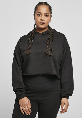 Ladies Oversized Cropped Hoody black 3XL