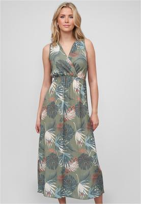 Maxi Kleid in Wickeloptik mit Tropical All Over Print military green L