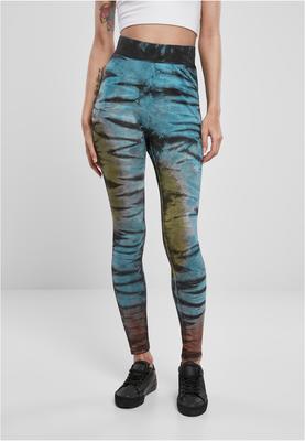 Ladies Cotton Tie Dye High Waist Leggings black L