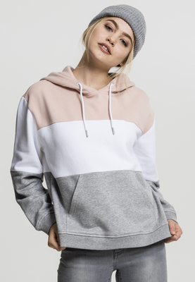 Ladies Oversize 3-Tone Hoody light rose/white/grey L