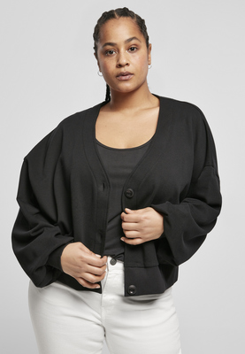 Ladies Organic Oversized Short Terry Cardigan black 3XL